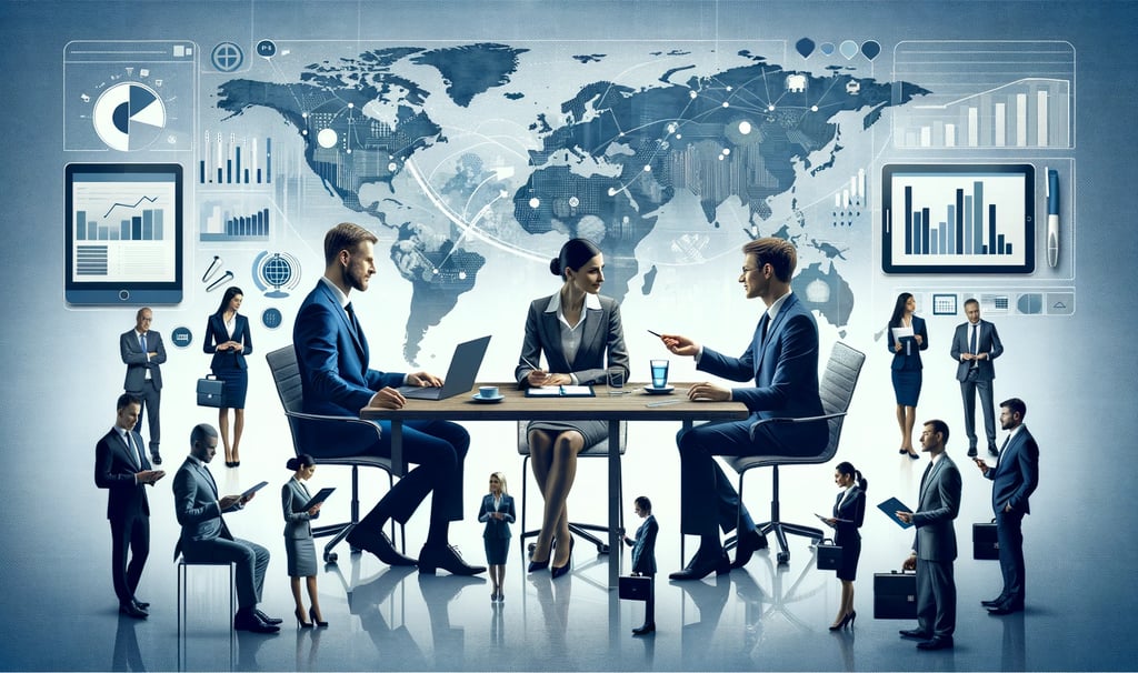a group of business people sitting at a table