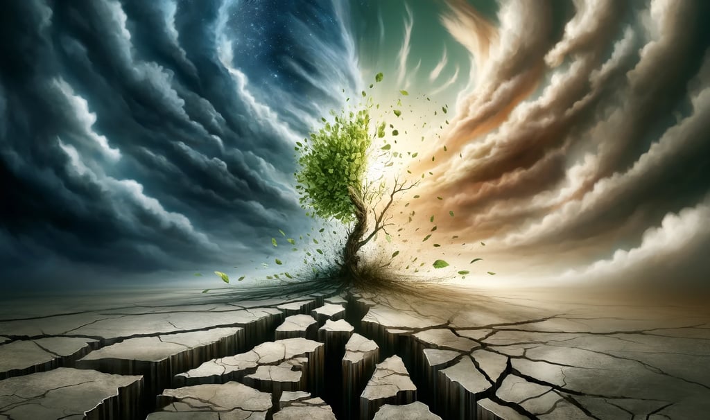 a tree that is growing in the middle of a crack