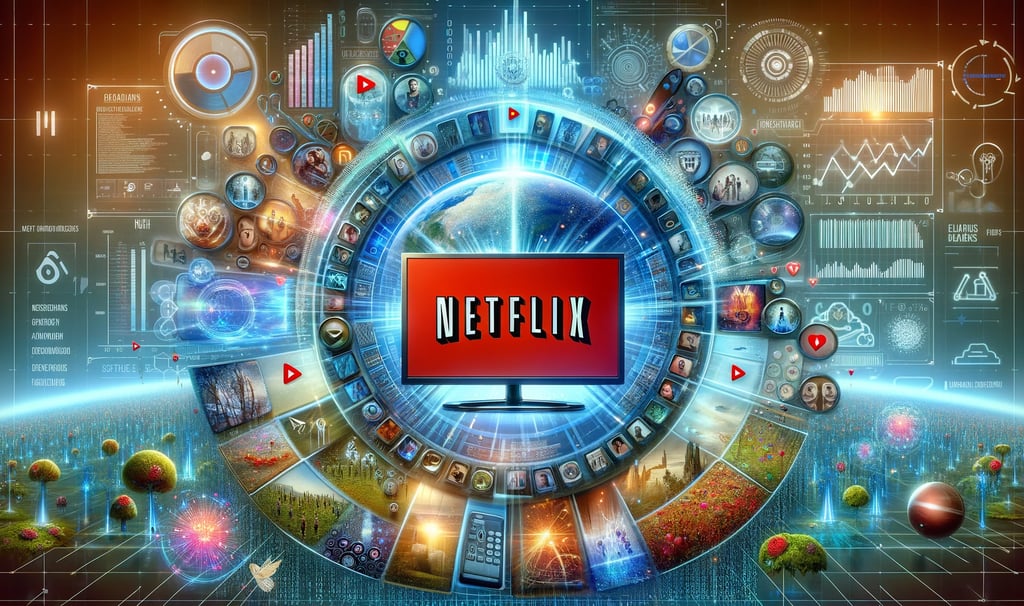 Netflix logo with marketing symbols
