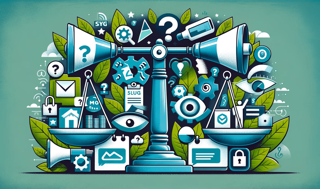 a blue and green illustration of a balance