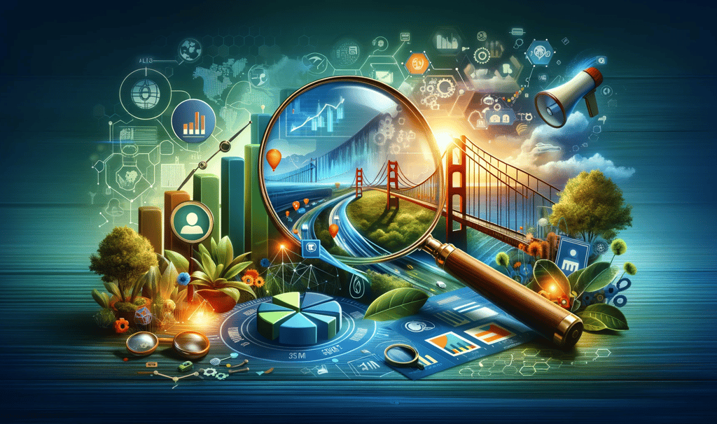 a magnifying image of a city