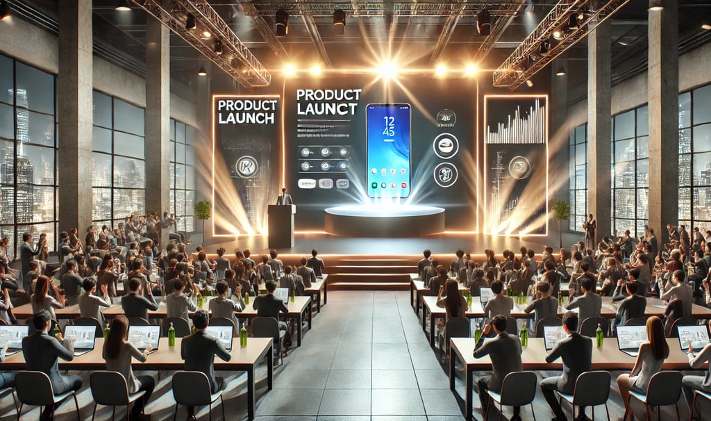 a conference room with a large screen displaying a presentation