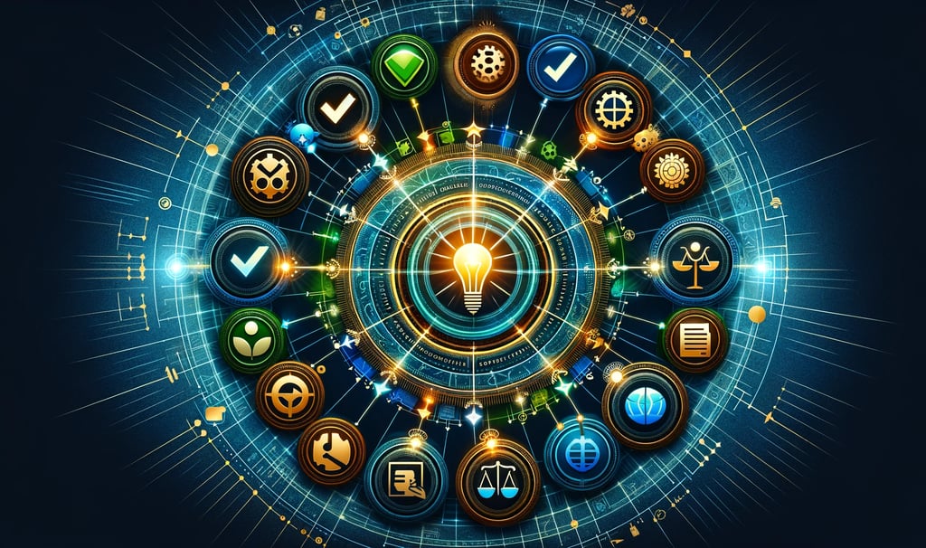 a circular clock with many different types of icons