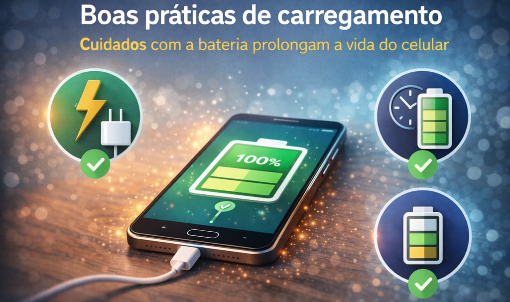  um celular com bateria e carregador