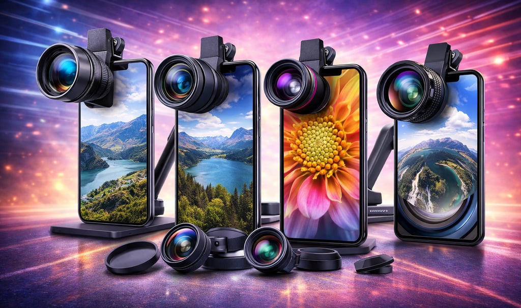 Kit profissional de lentes para câmeras de smartphones, com lentes grandes