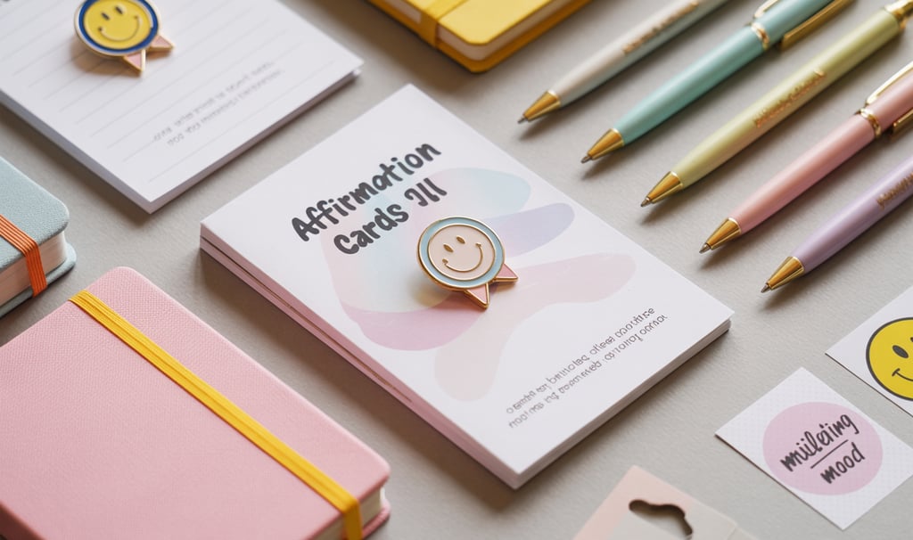 a variety of stationery items including pens, notebooks, and notebooks