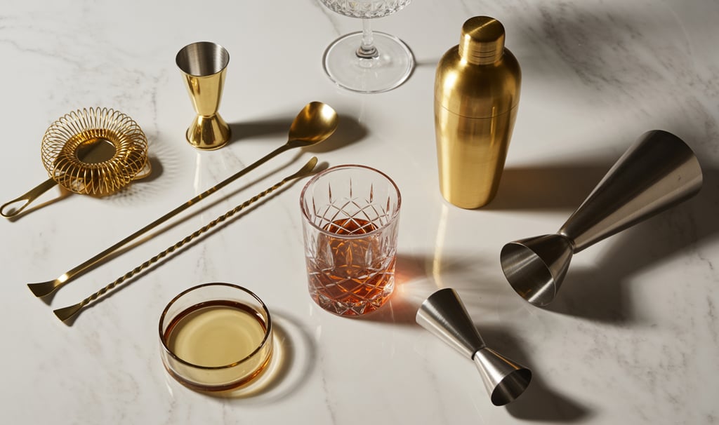 a barbequette with a cocktail glass and a cocktail glass