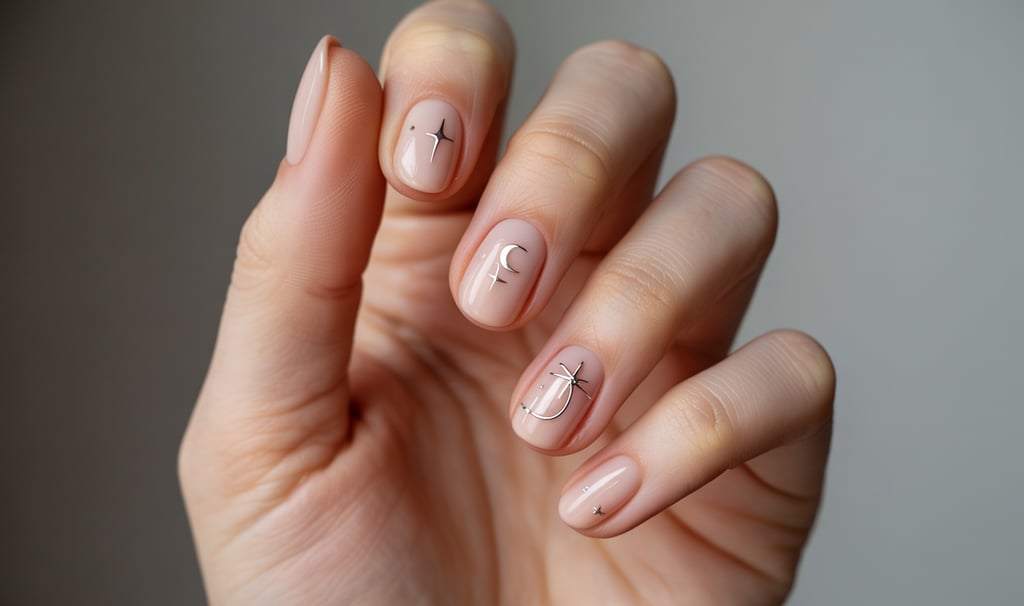 a person's hand with a nail polish manicure