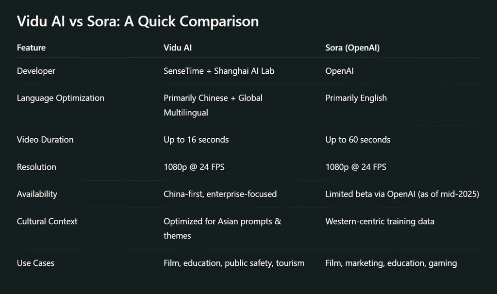 Vidu AI vs Sora: A Quick Comparison