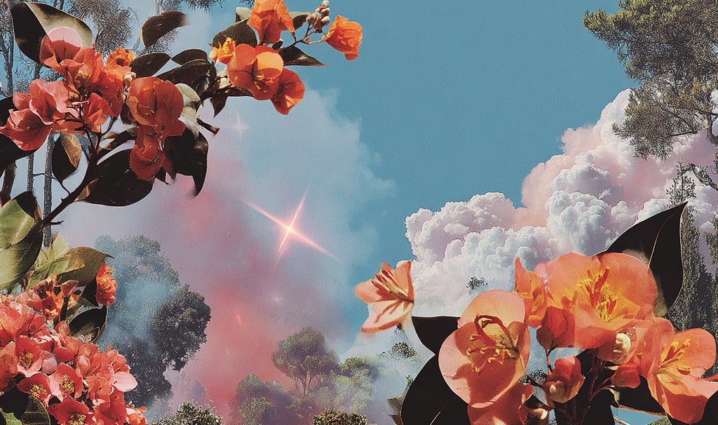 Flowers and the sky.