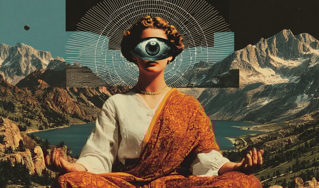 A person meditating with their third eye open