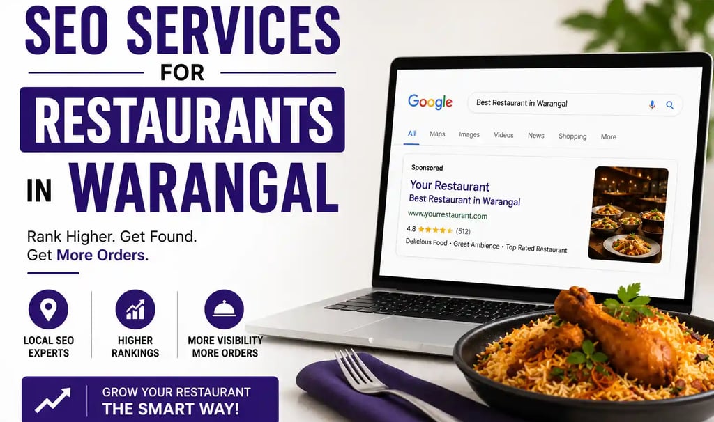 SEO Services for Restaurants in Warangal by Adhawx Solutions helping restaurants rank higher on Goog