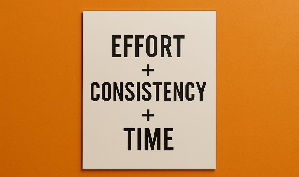 a sign that says effort and efficiency and time