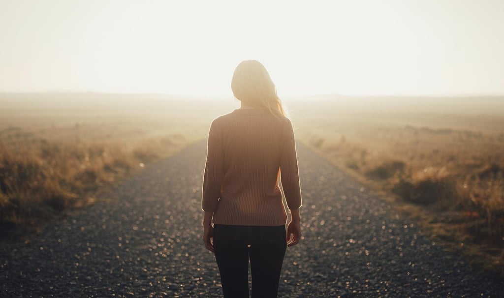 Accompagnement du deuil par l'hypnose - chemin symbolisant une traversée intérieure