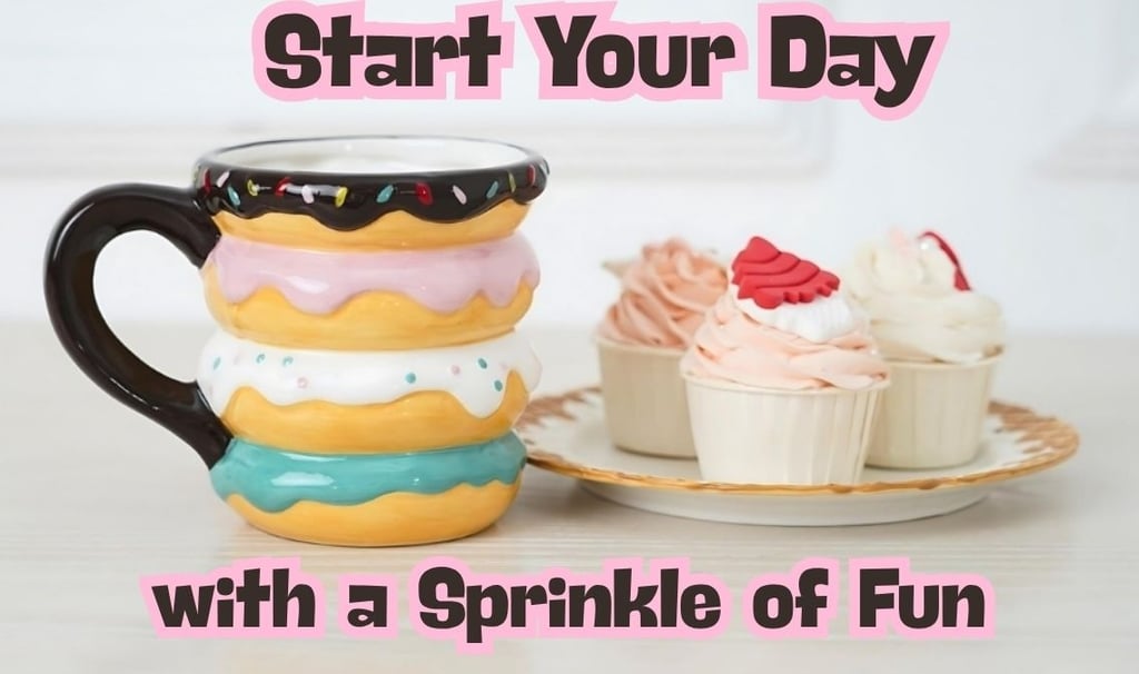 Colorful 3D donut coffee mug with sprinkles design, perfect for coffee lovers and fun home décor.