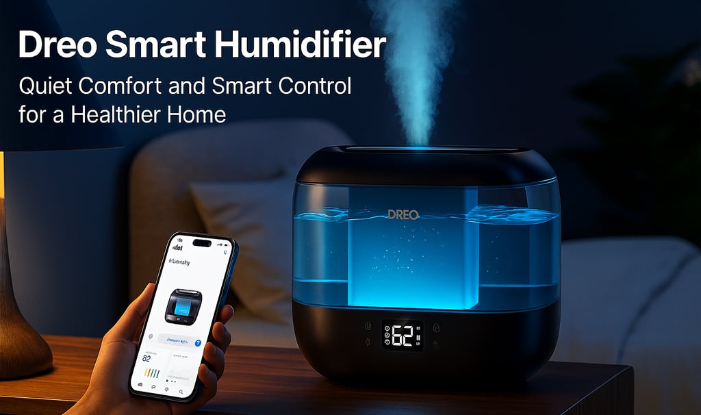 Dreo Smart Humidifier for bedroom with top-fill 4L tank and nightlight