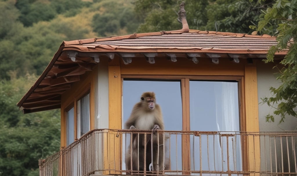 Monkey upside a house