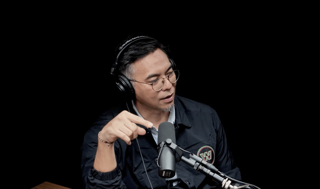 Reza Amirul in White Wood Podcast Studio