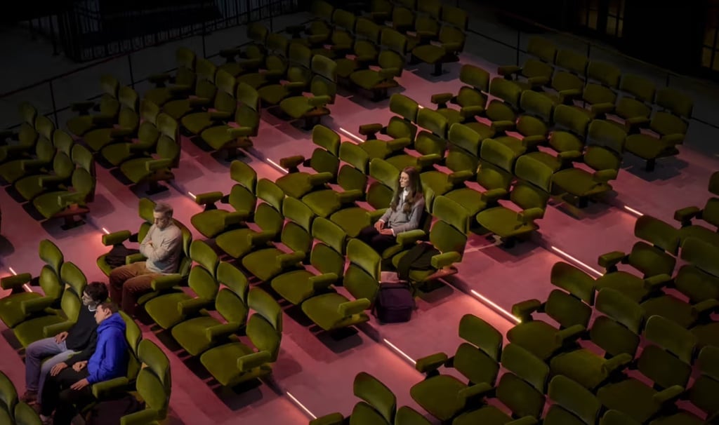 Elmgreen & Dragset’s Prada Mode installation ‘The Audience’ at King’s Cross Town Hall.