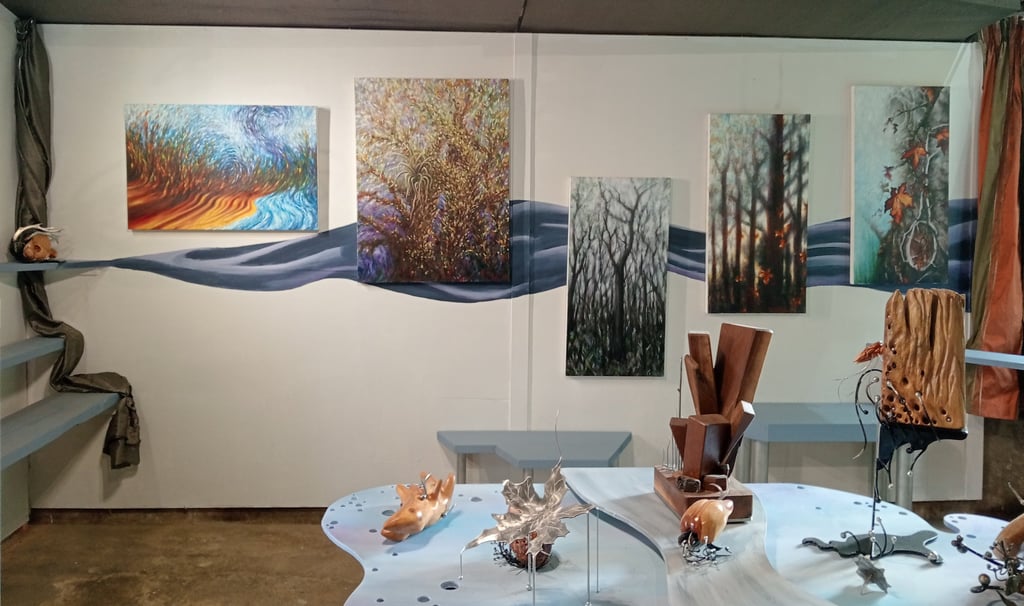 Art hanging in the Birdbox Studio and Gallery