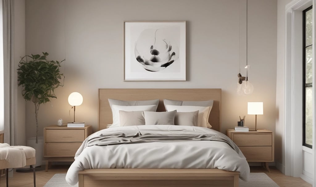 A bedroom with a bed and a desk