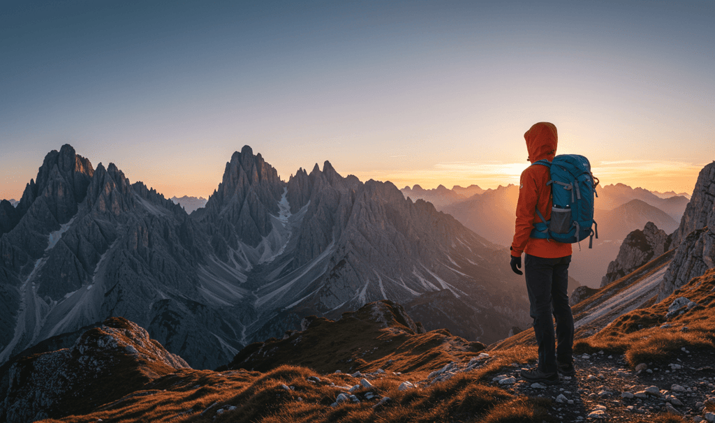Hiker wearing the best outdoor adventure apparel 2025 while exploring a scenic mountain landscape