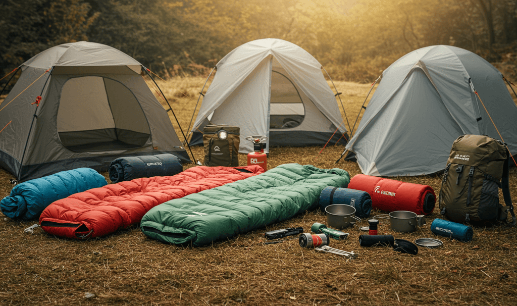 Gear up with sleeping bags, tents, hiking shoes, backpacks, lanterns, sleeping mat and cookware