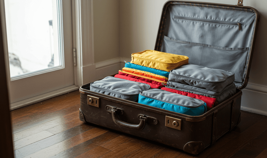suitcase showing casing the use of packing cubes