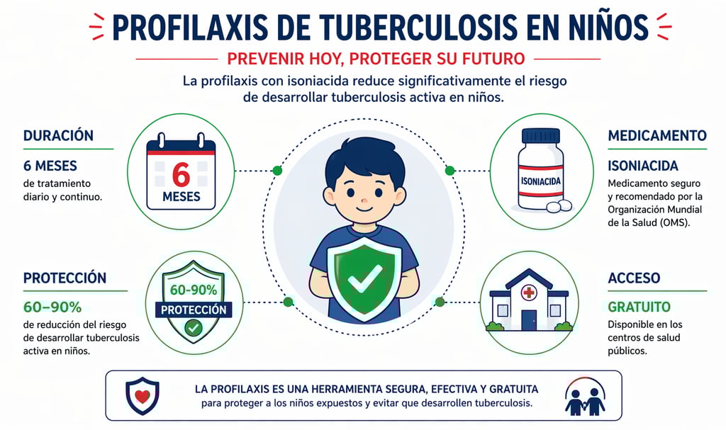 Infografía sobre quimioprofilaxis contra tuberculosis en niiños