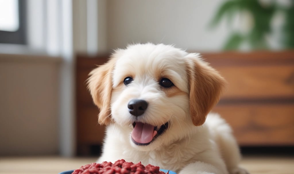 Dog enjoys a colorful meal from its interactive dish.