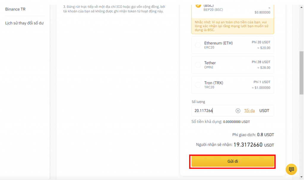 Xác nhận gửi tiền từ Binance về Alo88