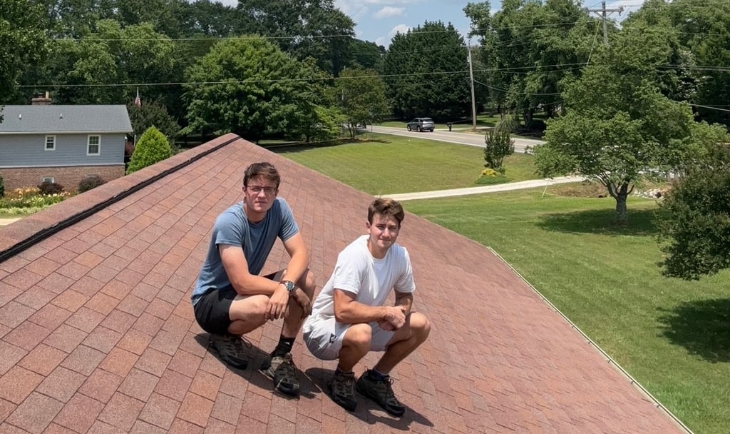 owners of studs gutters sitting on roof