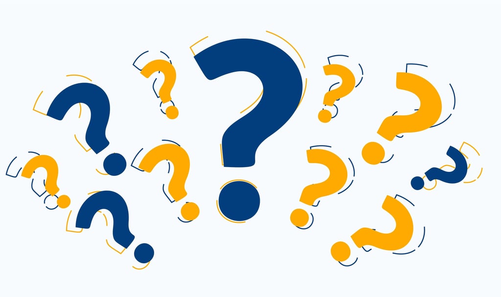 Points d'interrogations pour illustrer la possibilité de poser des questions.