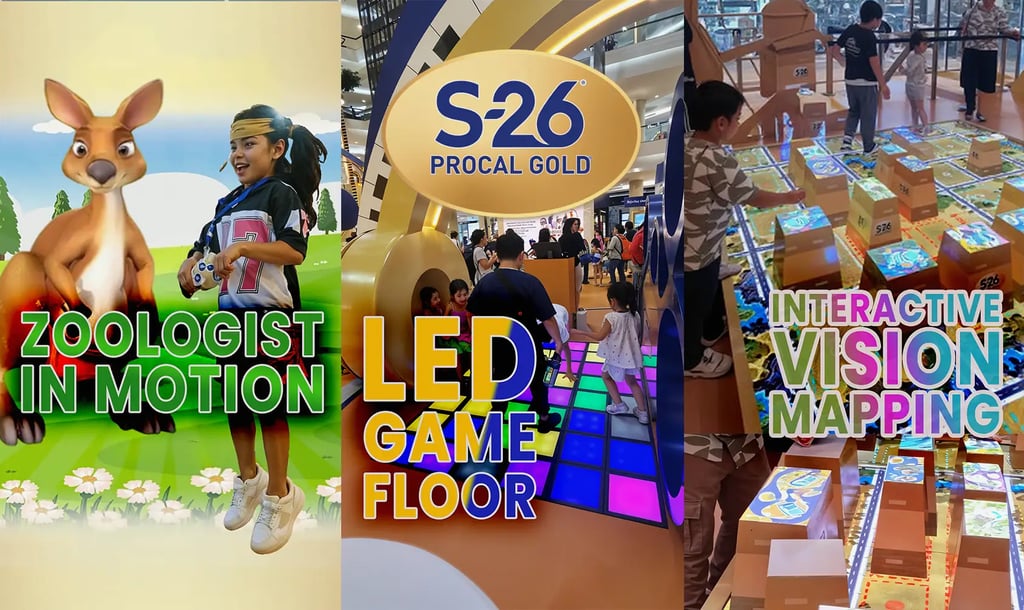 S26 interactive floor game installation for kids event