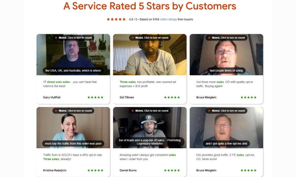 a group of people are shown on a website with a text saying a service rated 5 starts by customers