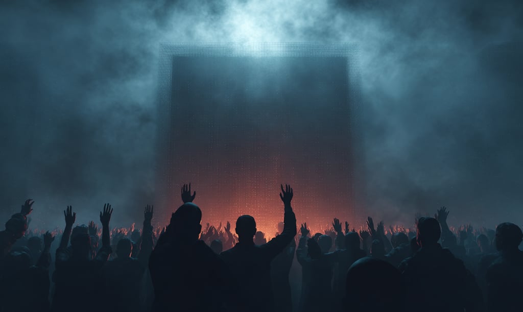 a crowd of people standing in front of a stage