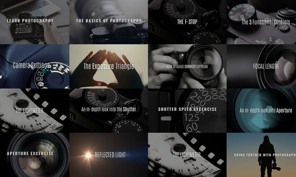 Photography Essentials Course covering exposure, camera settings, with fundamental photography