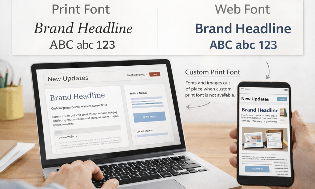Example of having no control of final font used on device because custom font was used making a news