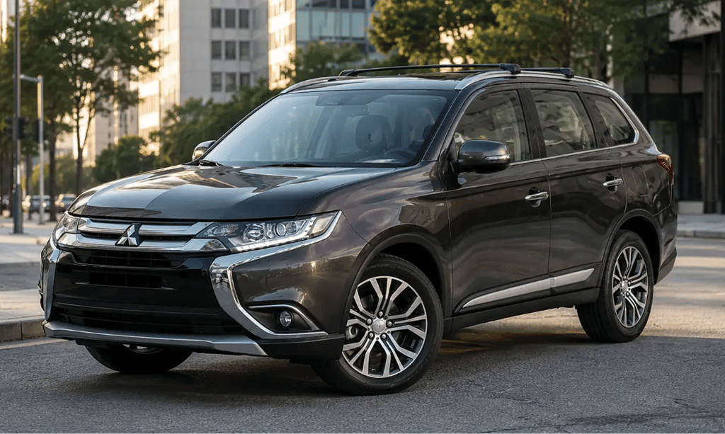Mitsubishi Outlander Comfort 2018 preta em cenário urbano