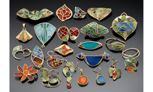 Plique-a-jour jewelry samples