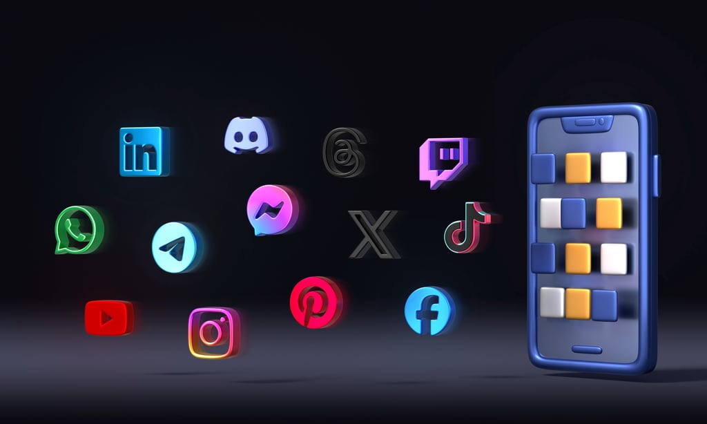 Réseaux sociaux populaires pour diffusion de médias.