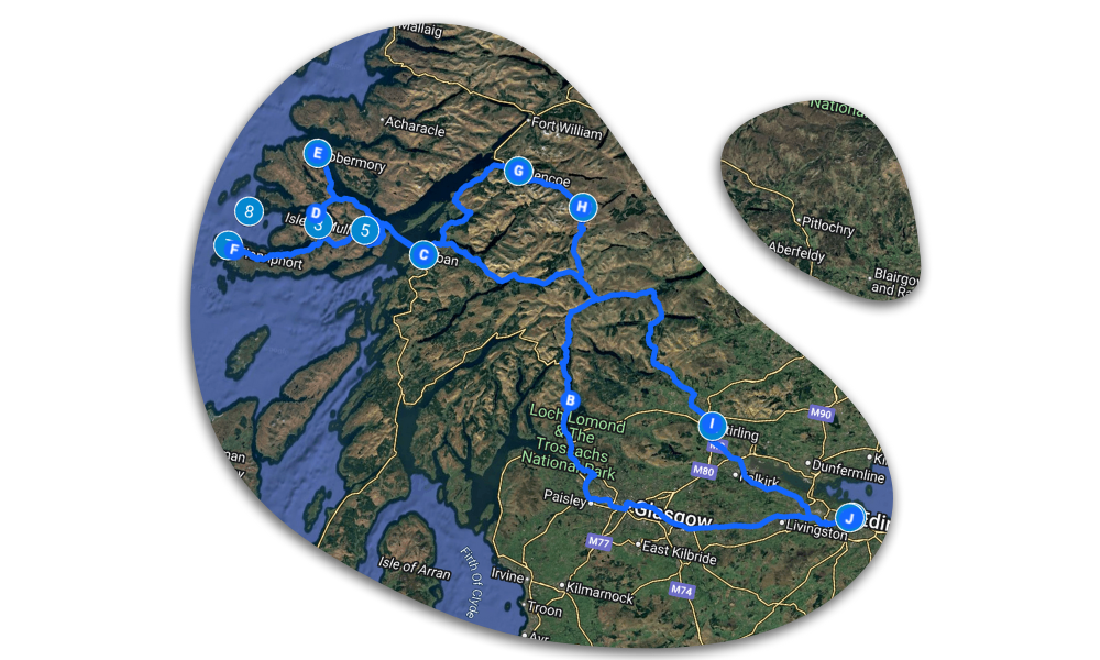 Map around the west coast of Scotland