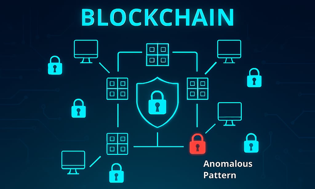 uma blockchain com um cadeado e um cadeado nela