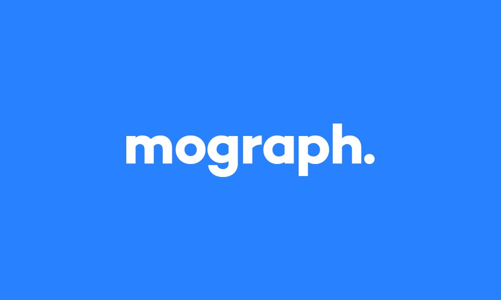 Mograph riječ ispisana na plavoj podlozi, predstavlja uvodnu sliku za Motion graphics blog objavu