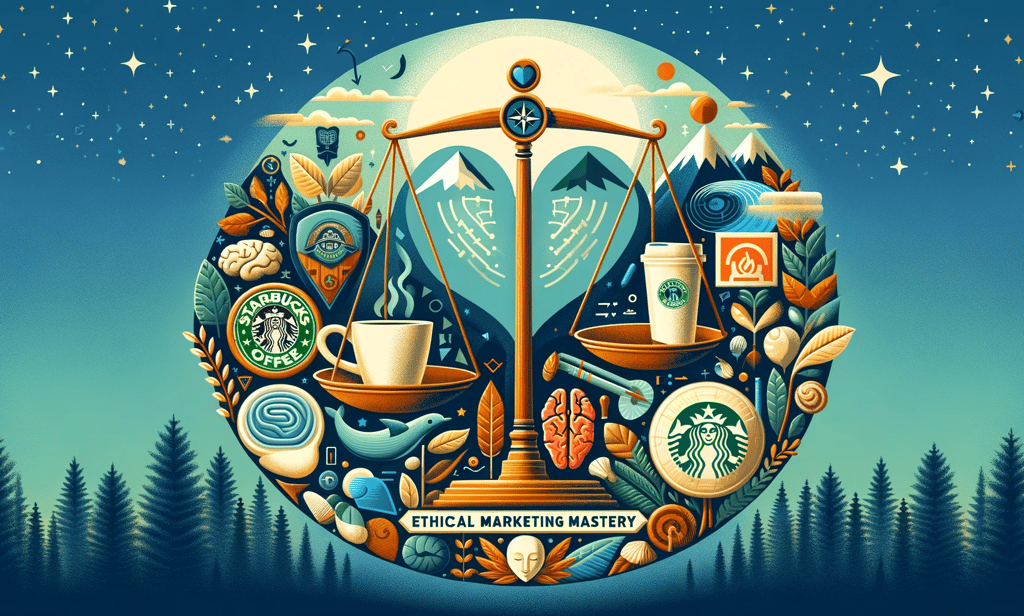 a Starbucks cup in a balance