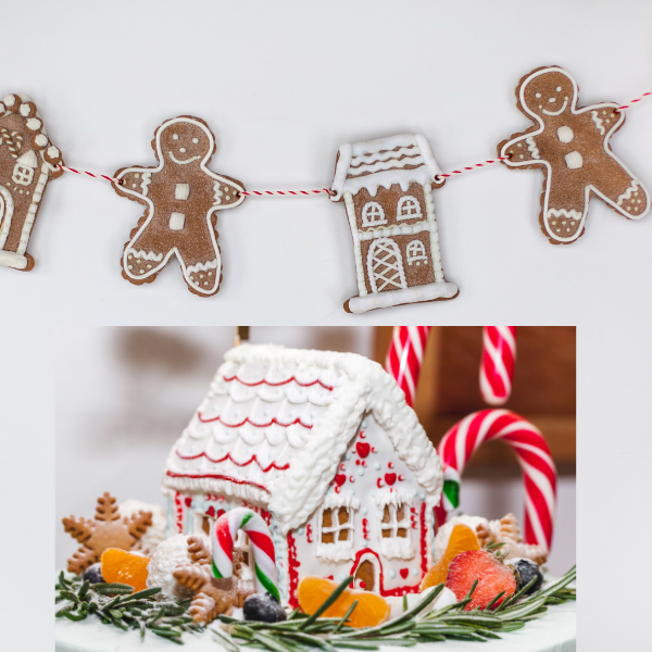 gingerbread home with creem and suger