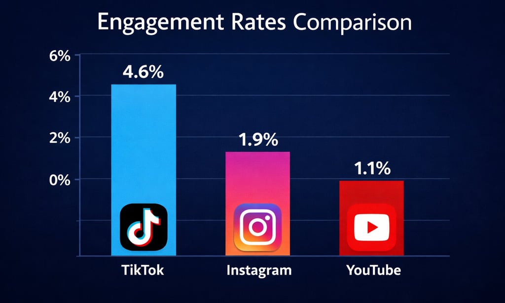 Engagement rates across TikTok, Instagram and YouTube