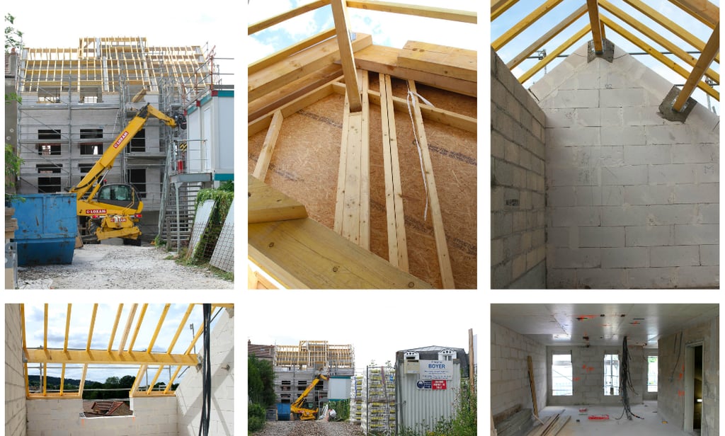 photo chantier mise en place charpente bois