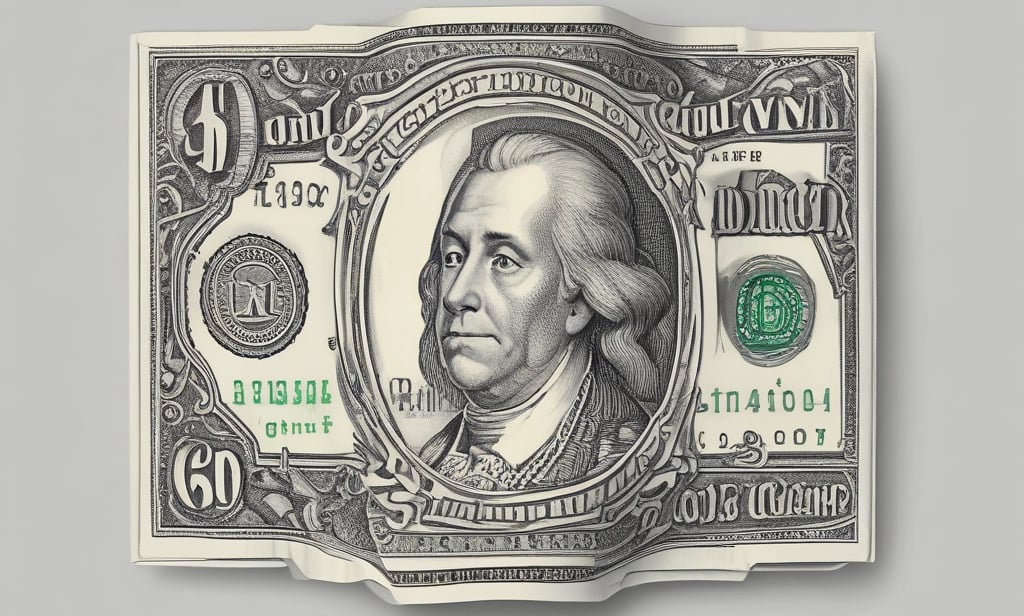 a man holding a jar with a savings label on it