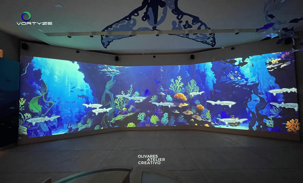 Acuario virtual en el Museo de Marino en Mazatlan por parte de Vortyze